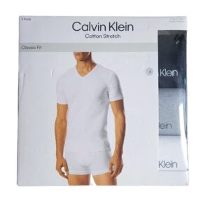 Calvin Klein Men's Cotton Stretch 3-Pack V-Neck Tee (White/Black/Gray)