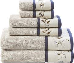 Madison Park Serene Floral Embroidered Cotton Bath Towels